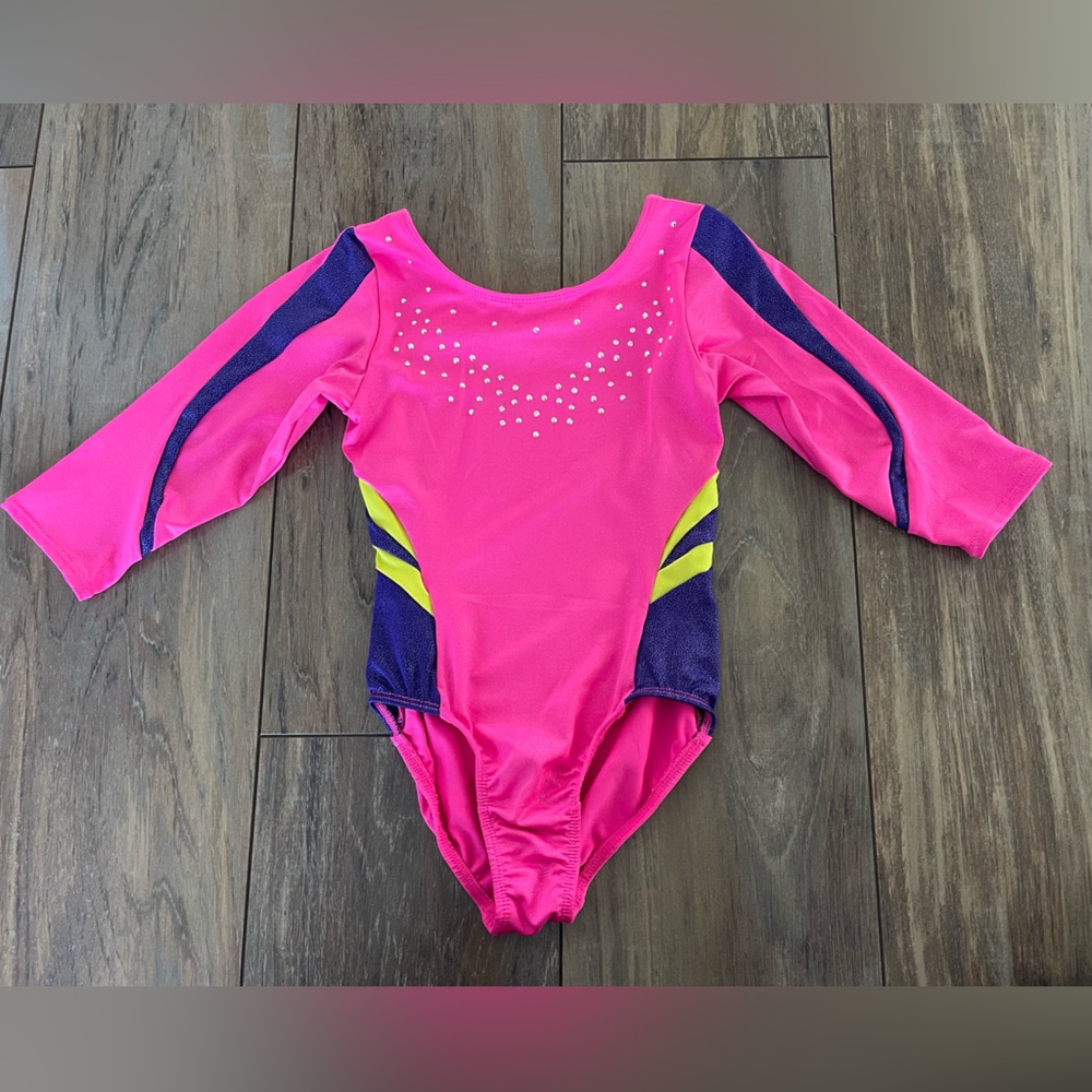 Freestyle by Danskin girls long sleeve Gymnastics leotard in pink & purple 6-6x
